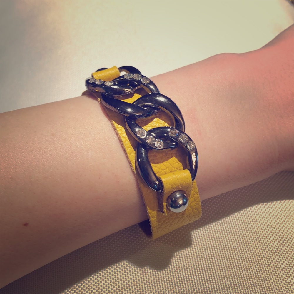 Yellow leather bracelet